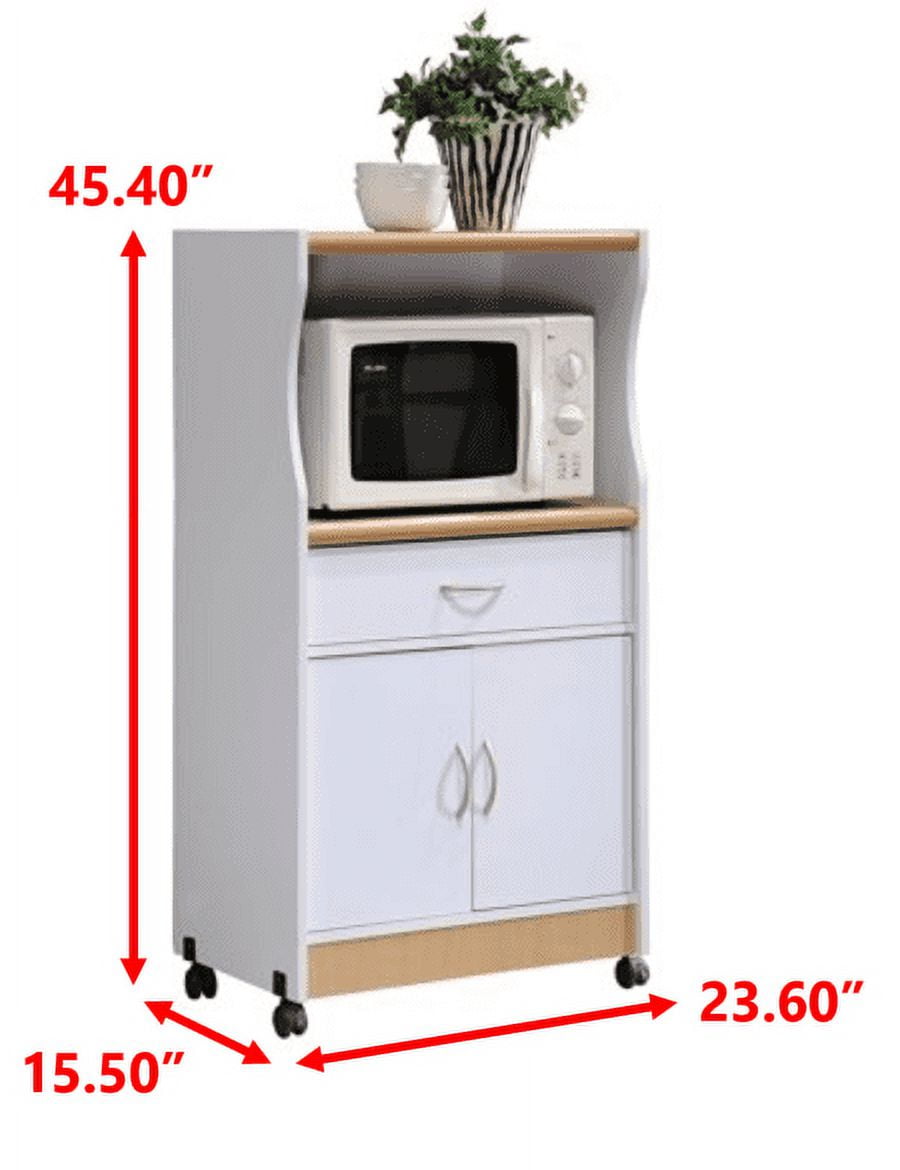 Hodedah Microwave Kitchen Cart White Walmart