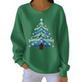 thumbnail image 3 of Yteetum Chandails en Molleton de Noël pour Femmes, Col Rond, Tricot Côtelé, Chandail Sans Capuche, Imprimé Graphique, Manches Longues, 3 of 5