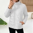 thumbnail image 4 of Chiccall Womens Quilted Puffer Jacket Full Zip Long Sleeve Winter Cotton Padded Coat Lightweight Warm Outerwear White 3XL, 4 of 9