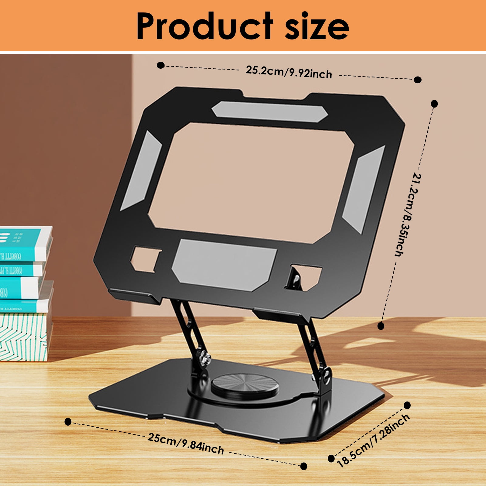 SINGOMON Laptop Stand, Adjustable, with 360° Swivel Base, Ergonomic Laptop Lift Stand - for MacBook Pro Air (10-16 inch) - Black