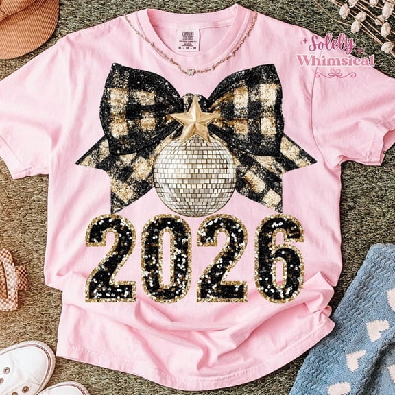 NODB Happy New Year 2026 Shirt, Trendy New Years Eve Shirt, Black And Gold Sequins Glitter Style Faux Sparkly New Year Shirt, Hello 2026 Shirt LIGHT PINK Unisex S-5XL Hot Trending Shirt