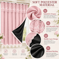 thumbnail image 4 of No-Drill Adhesive Blackout Curtains, Lace Double Layer Thermal Insulated Light-Filtering Drapes, Room Darkening Reusable for Bedroom Bay Window Living Room, Pink, 4 of 7