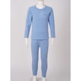 thumbnail image 3 of Haitryli Kids Striped Thermal Underwear Set Girls Boys Warm Long Johns Base Layer Tops with Leggings Pants Set Blue 15-16, 3 of 7