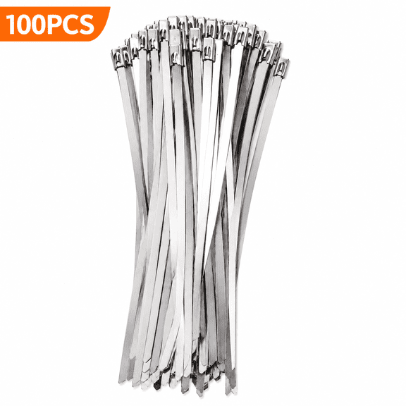 Kabuer Metal Zip Ties, Self-Locking Cable Ties for Machinery, Vehicle, Cable, and Outdoor Binding, 100pcs, 11.8 inch
