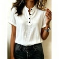 thumbnail image 5 of Ashirexll Short Sleeve Shirts for Women Summer Breathable V-Neck Short Sleeve T Shirt Woman Loose On Leisure for Daily, 5 of 5