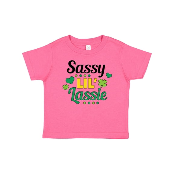 Inktastic Saint Patrick's Day Sassy Lil' Lassie with Shamrocks Girls Baby T-Shirt
