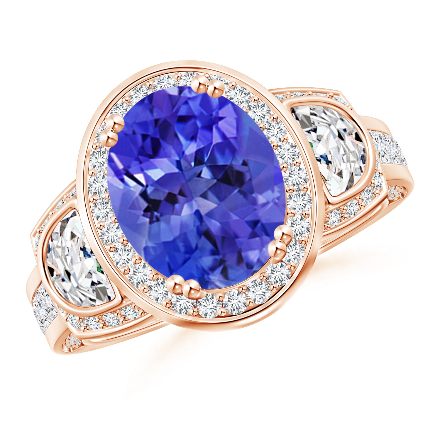 Angara December Birthstone Ring Oval Tanzanite Three Stone Ring