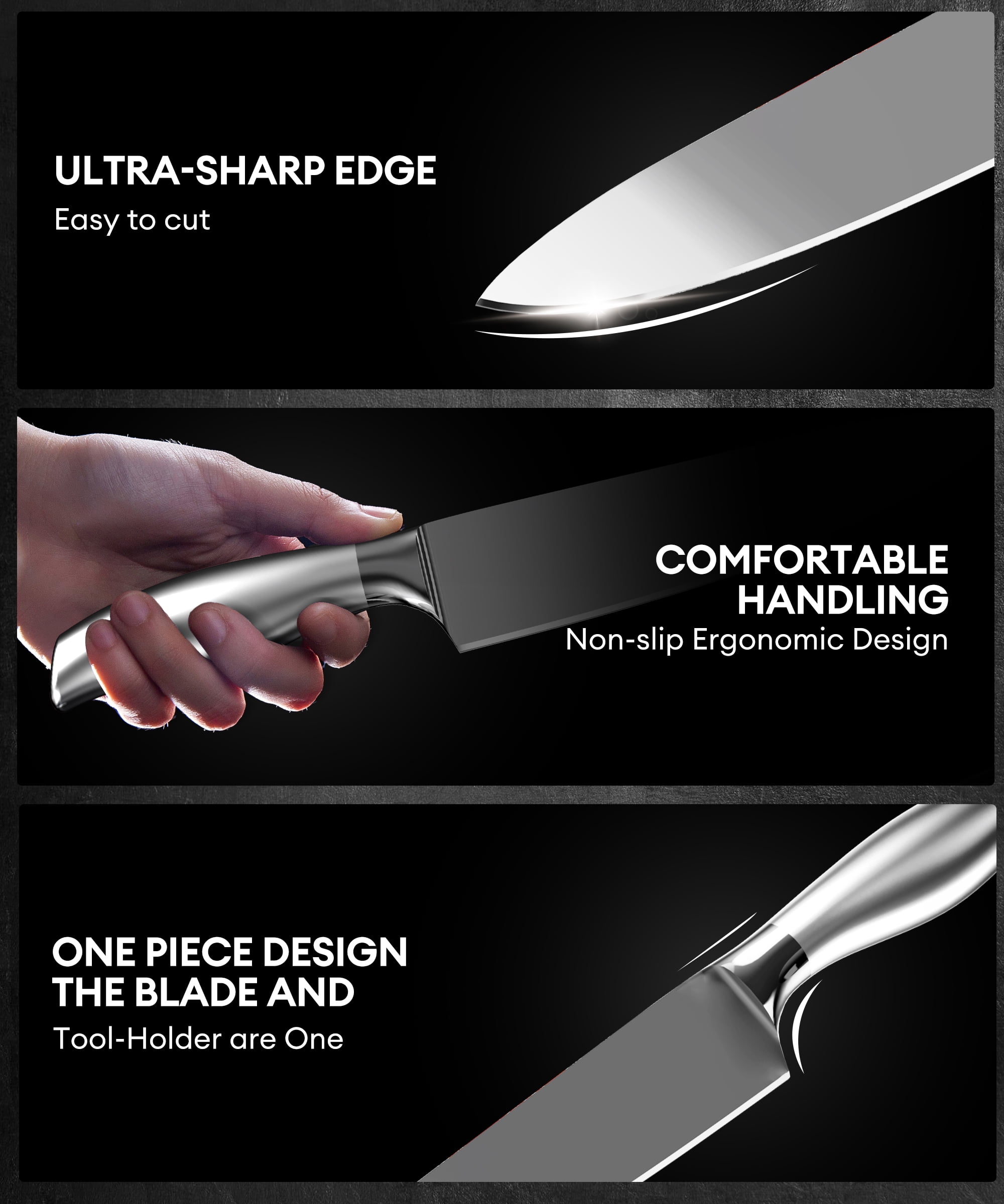 Younghome 14 Pcs Sharp Knife Set with Block Built-in Sharpener,Ergonomic Handle, Home Chef Knives