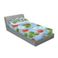 thumbnail image 2 of Ambesonne Floral Fitted Sheet & Pillow Sham Set, Strawberry Daisy Retro, Twin, Blue Green Red, 2 of 2