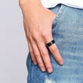 thumbnail image 3 of Basic Mens 8MM Black Wedding Rings Thin Line Stainless Steel Bands Gifts for Him, 3 of 5