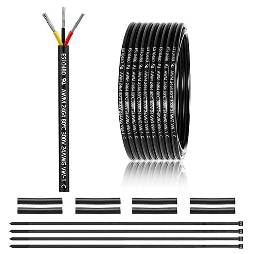 Cable eléctrico ENERJOUR 24 AWG de 3 conductores, 7,6 m