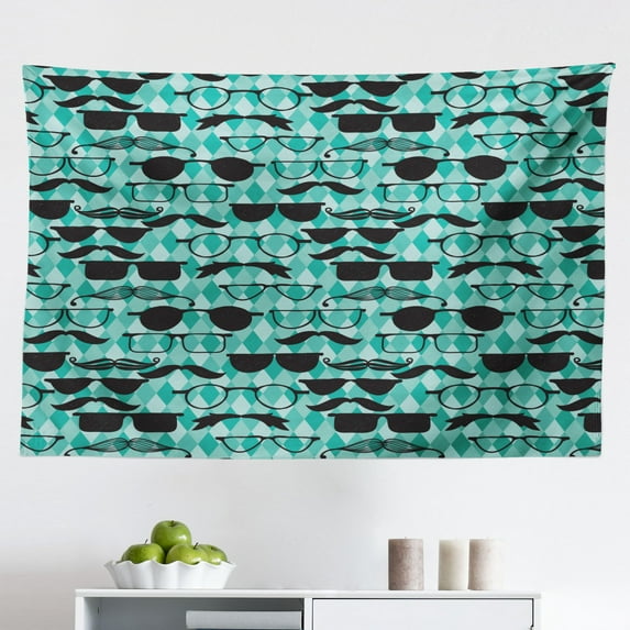 Floral Tapestry, Image of Hand Drawn Pastel Colored Rose Flowers and Silhouettes, Fabric Wall Hanging Decor for Bedroom Living Room Dorm, 2 Sizes, Pale Blue and Multicolor, by Ambesonne