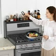 thumbnail image 6 of Kitchen Stove Top Shelf, Over Spice Rack Shelf for Stove, Stainless Steel Stove Top Spice Rack, Adjustable 27-33inch, Kitchen Spice Organizer, Condiments and BBQ Sauces, Black, 6 of 9