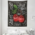 thumbnail image 1 of Fruit Tapestry, Ripe Cherries Sketch Style Stem and Leaves Fruit Shop Sign Design on Dark Backdrop, Wall Hanging for Bedroom Living Room Dorm Decor, 60W X 80L Inches, Multicolor, by Ambesonne, 1 of 2
