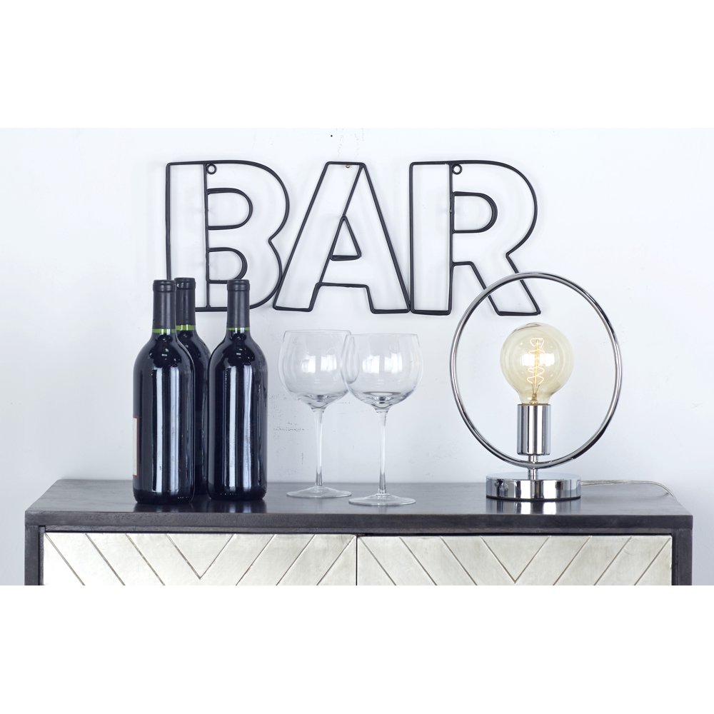 CosmoLiving by Cosmopolitan Small Industrial Style Black Metal “BAR