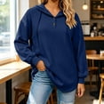 thumbnail image 6 of THNCYX Women Waffle Knit Hooded Henley Shirts Drawstring Hoodies Long Sleeve Tops Loose Fit Casual Sweatshirt Fall Clothes, 6 of 7