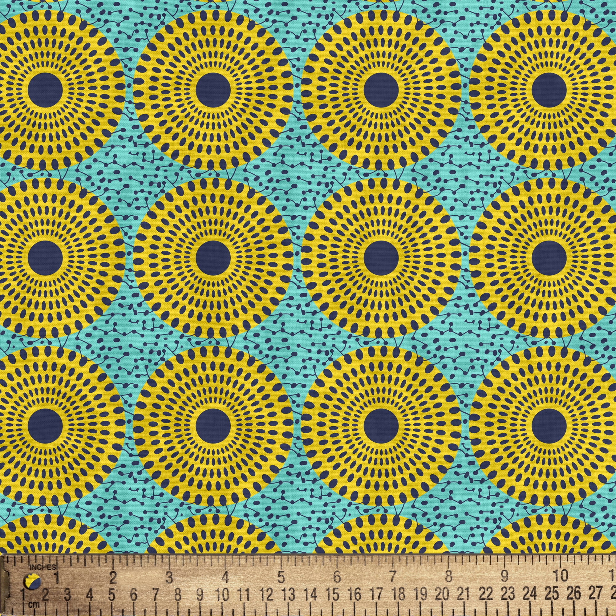 1 Yard 100% Cotton African Wax 1, Turquoise, 44" Wide for Quilting & Sewing by David Textiles