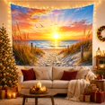 thumbnail image 3 of Beach Path at Sunset in Warm Light, Serene Coastal Nature for Ocean Lovers, Beach Wall Art, Housewarming Gift, Tapestry Wall Hanging for Living Room, Bedroom and Dorm, 3 of 7