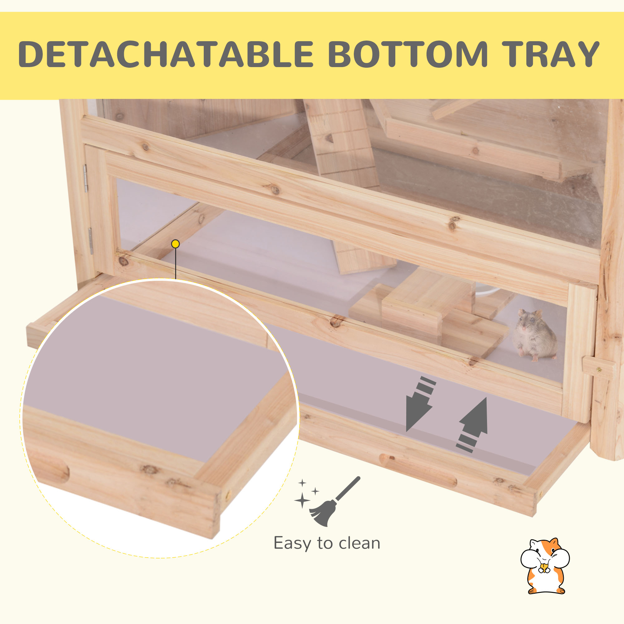 Pawhut 3-Tier Wooden Hamster Cage Hutch with Seesaw photo 5