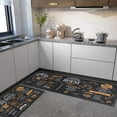 Black Coffee Theme Kitchen Rugs Set of 2,Cafe Kitchen Rugs and Mats Non