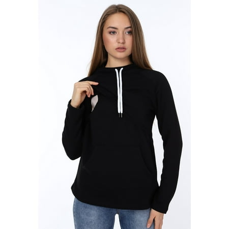 

LVMA4520 - Nursing Maternity Hoodie / Sweatshirt Fall Winter Pregnant Breastfeed Casual Full Sleeve Daily Homewear