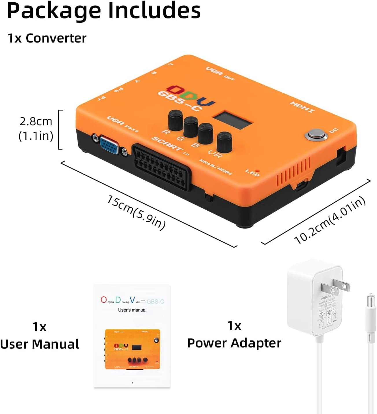 KSRplayer  ODV-GBS-C Component VGA/Scart to VGA/HDMI Scan Converter for Retro Gaming Console with US Plug not Support AV Input