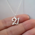 thumbnail image 3 of Sterling Silver Number 21 Twenty-one Charm Necklace, 18" Chain, 3 of 3