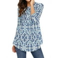 thumbnail image 5 of ZXSXSY Women Floral Print 3/4 Sleeve Buttons Pleated Front Blouse, 5 of 7