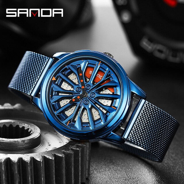Rotation Rim Watch Hub Custom Design Sports Car Rim Sports Watch