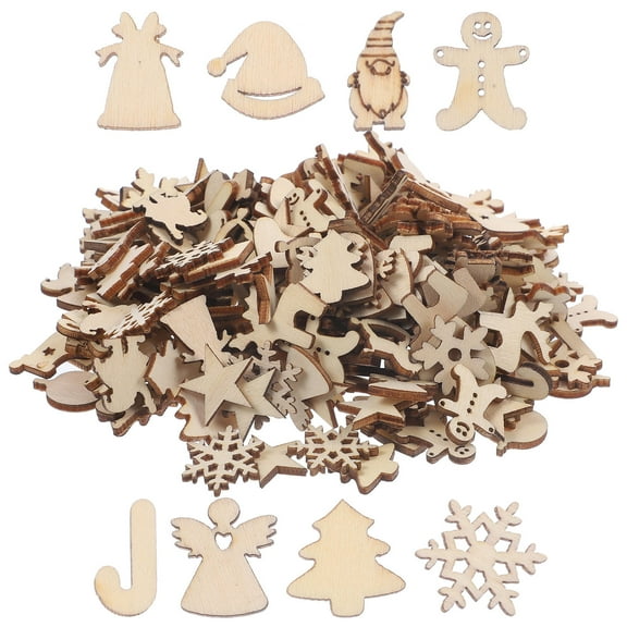 UNOMOR 300pcs Christmas Decorations Tree Wooden Ornaments for Christmas Tree