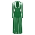 thumbnail image 2 of Miutii Women Rhinestone Long Lyrical Dance Dress Long Sleeve Flowy Split Maxi Dress Contemporary Green S, 2 of 9