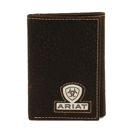 Ariat® Men's Trifold Concho Logo Brown Rowdy Leather Wallet A35468282