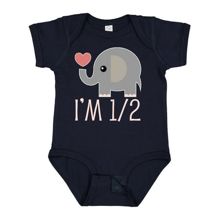 

Inktastic Half Birthday Cute Elephant Gift Baby Girl Bodysuit