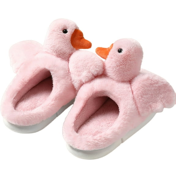 Cute Duck Plush Slippers for Women - Fuzzy Warm House Shoes with Non-Slip Sole, Cozy Indoor Bedroom Slippers