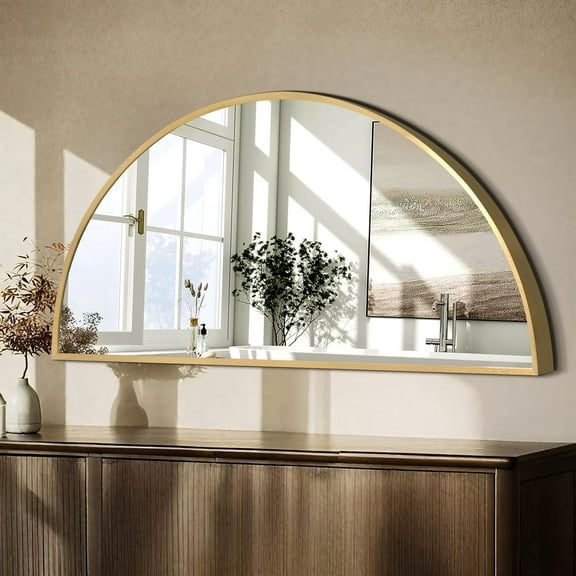 Gold Half Circle Mirror- Half Moon Mirror Metal Frame DIY for Bathroom, Bedroom, Living Room, Cloakroom, Entryway Home Decor x1