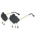 thumbnail image 2 of Harpily Rimless Womens Sunglasses Vintage Tassel Pendant Cloud Shaped Punk Style Shades Unique Design Sunglasses for Daily Wear, 2 of 2