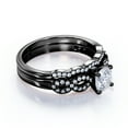 thumbnail image 3 of JeenMata Crossover - 1.75 Carat Round Brilliant Cut Moissanite - Pave - Curved Band - Prong Wedding Ring Set - 18K Black Gold Plating Over Silver, 3 of 7