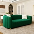 thumbnail image 5 of Mid-Century Modern Sofa for Living Room, 84" Green Tufted Velvet Loveseat Sofa Couch, Sectional Love seat Sofa Couch with Gold Legs, Upholstered Sofa for Apartment Bedroom Apartment Home Office, 5 of 6