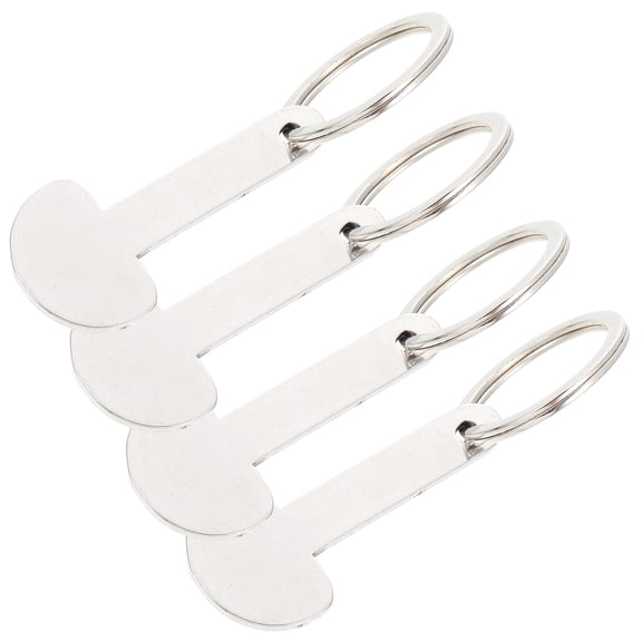 4 Pcs Small Trolley Tokens Key Ring Quarter Keychain Shopping