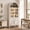 Gray, variant on Cottinch 71" Tall Arched Bookshelf, Wood Display Cabinet with Glass Doors and Adjustable Shelves & LED Lights, Black