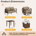 thumbnail image 5 of Outdoor Aluminum Patio Furniture Set, 4-Seat Conversation Sofa with Swivel Chairs & 37,000 Btu Fire Pit Table, Brown, 5 of 11