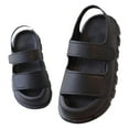thumbnail image 2 of eileial Girls Boys Sandals Adjustable Straps Summer Slides Sandals Open Toes Flat for Kids Toddler,Black 7, 2 of 4