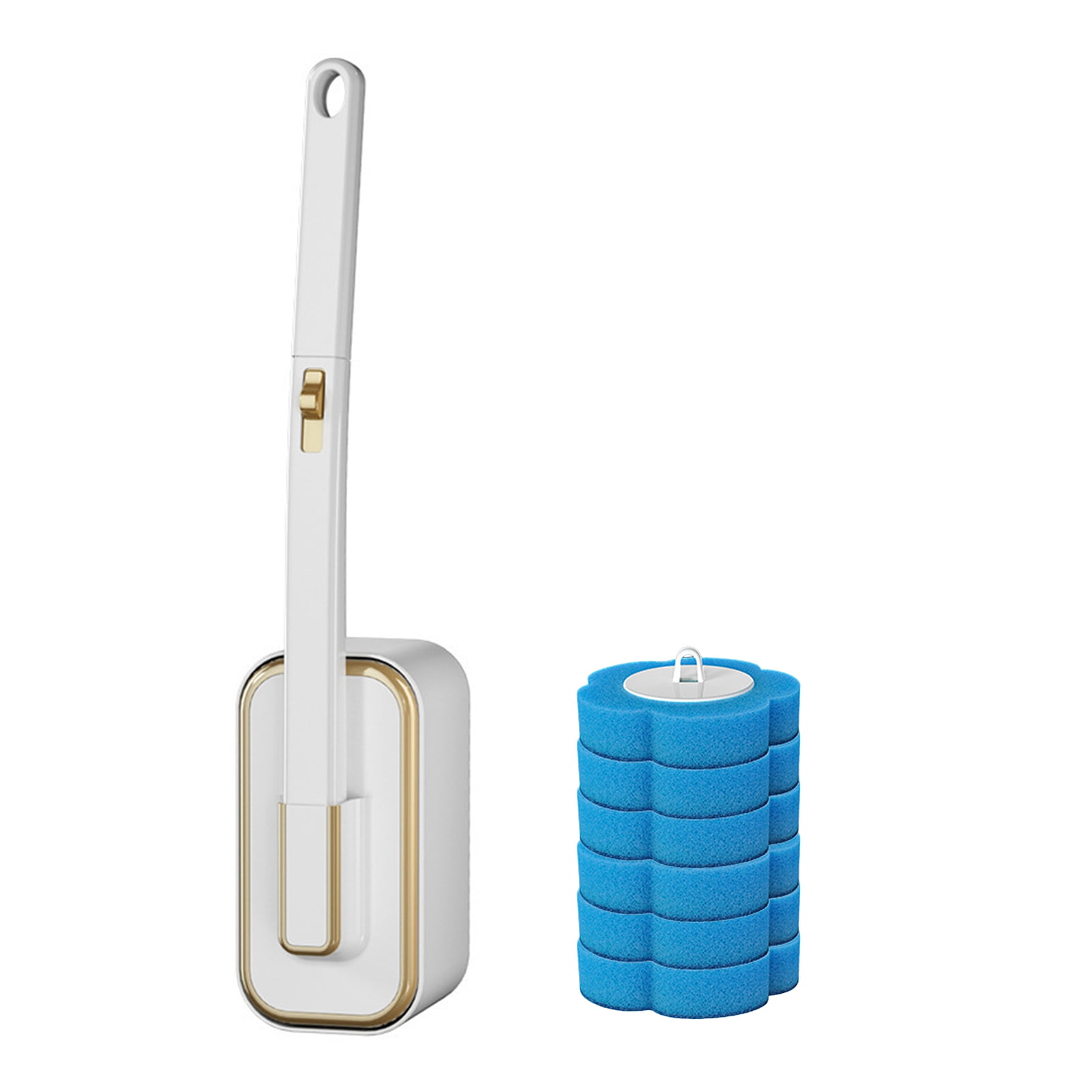 Opvise Disposable Toilet Brush with Water-Soluble Head - Ergonomic Handle, Wall-Mounted Base, Multi-Surface Cleaning Tool for Bathroom, Sink, and Floors