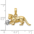 thumbnail image 3 of 14K Two-Tone 3-D Cat Playing With Moveable Ball Charm (17.7 X 24.4) Made In United States k9319, 3 of 5