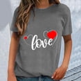 thumbnail image 2 of WEAIXIMIUNG Womens T Shirts Fitted V Neck Valentine's Day Short Sleeved Spring Summer All Printed Pattern Loose Crewneck Top T Shirt, 2 of 4