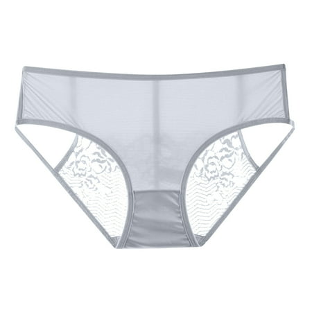 eczipvz Seamless Lace Thongs for Women No Show Thong Underwear Lady Breathable Comfort Panty Soft Laser Cut Undie Tanga(Grey XL)