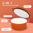 thumbnail image 4 of Hawsaiy 2-in-1 Cast Iron Dutch Oven Pot, Enameled Pots with Lid for Bread Baking, Cooking, Stewing, Heavy-Duty & Nonstick, Oven Safe up to 500°F, Dual Handles, Works on All Stovetops,Orange, 4 of 11