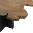 thumbnail image 4 of DecMode 48" x 18" Brown Teak Wood Handmade Coffee Table with Brown Live Edge Tabletop, 1-Piece, 4 of 9