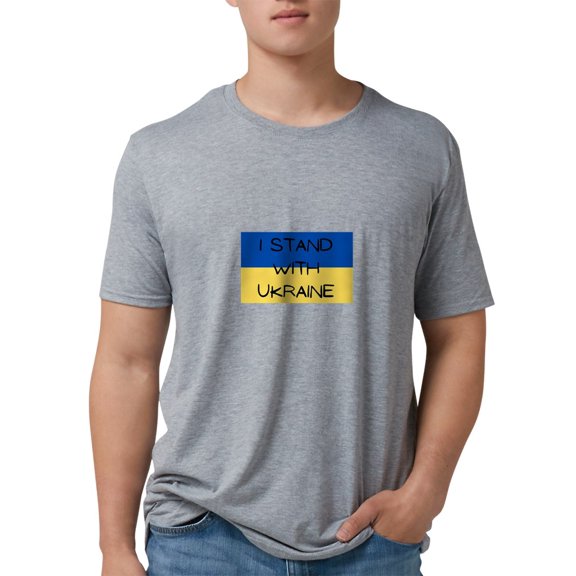 CafePress - I Stand With Ukraine T Shirt - Mens Tri-blend T-Shirt