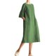 thumbnail image 3 of Gibobby Vestidos para Mujer Casuales Vestido holgado de moda para mujer, informal, con cuello redondo, manga media, bolsillo de lino(Verde,M), 3 of 5
